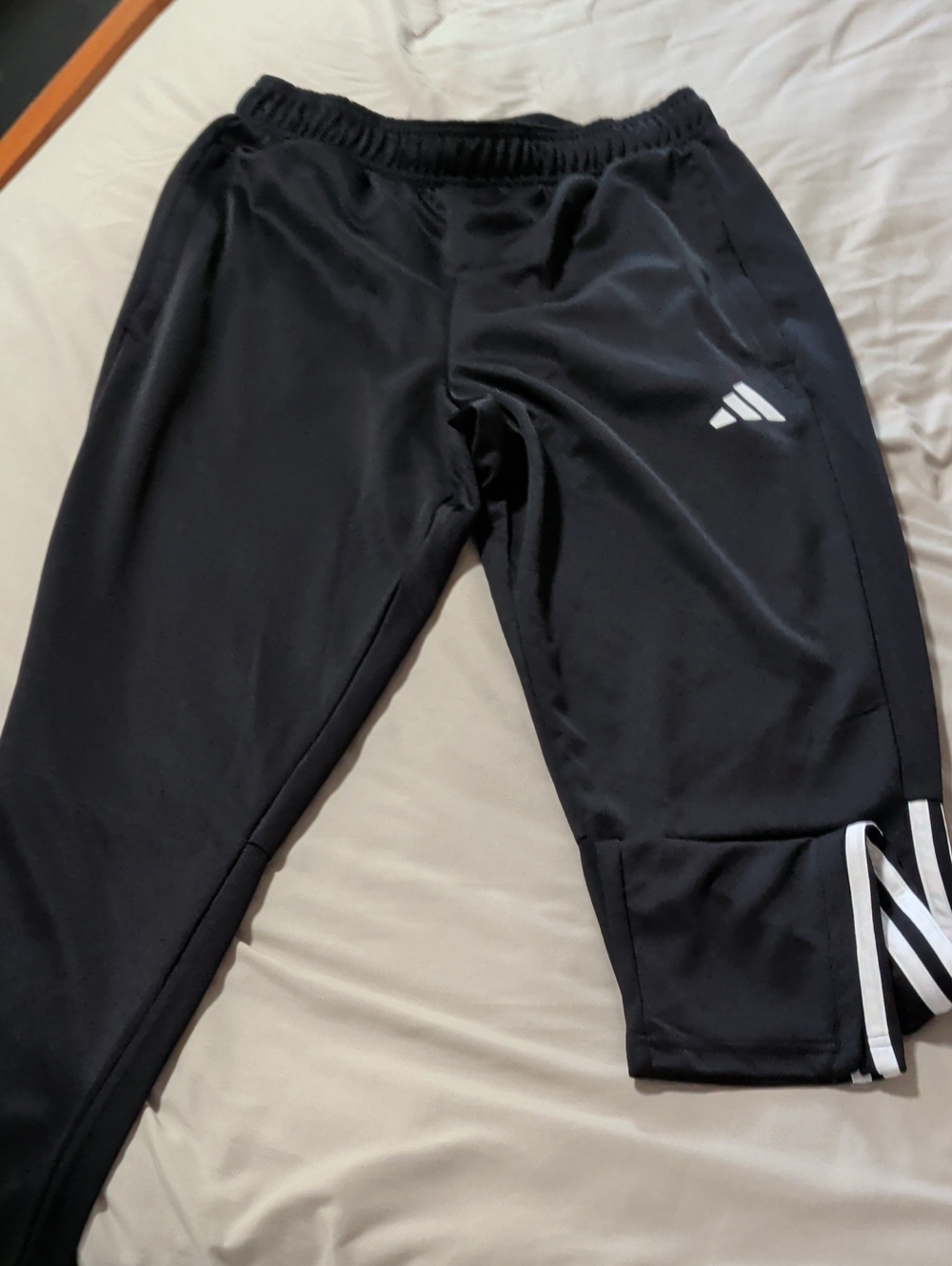 adidas Men's Black Joggers with White Logo and Stripe Detail